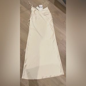 Zara cream slip dress